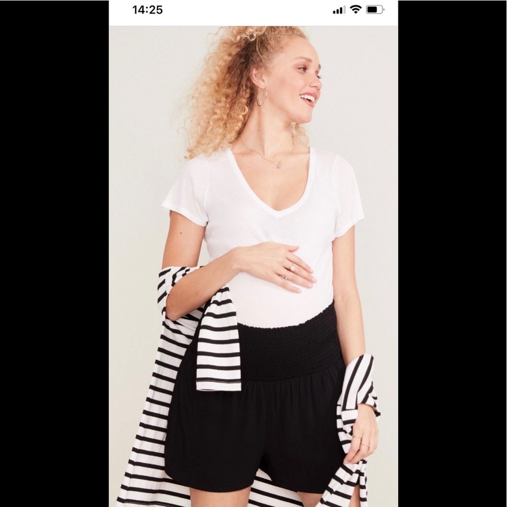 Hatch the easy smocked maternity shorts
